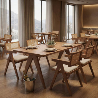 Alternative view of Τραπέζι Winslow pakoworld ξύλο rubberwood σε ανοιχτό καρυδί χρώμα 180x85x75εκ