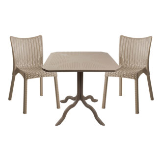 Τραπεζαρία Icon-Confident pakoworld σετ 3τεμ PP σε cappuccino απόχρωση