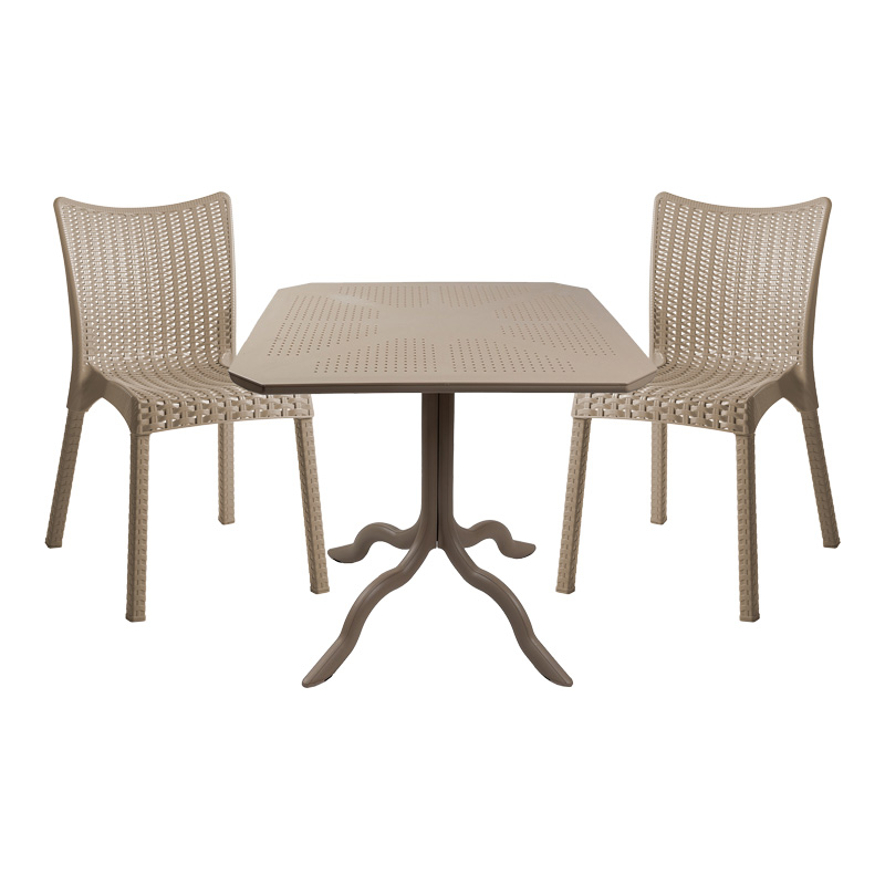 Τραπεζαρία Icon-Confident pakoworld σετ 3τεμ PP σε cappuccino απόχρωση