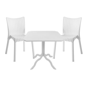 Τραπεζαρία Icon-Confident pakoworld σετ 3τεμ PP σε λευκή απόχρωση