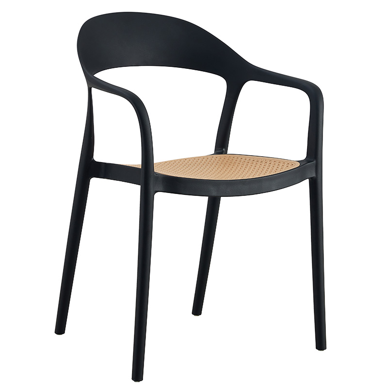 Πολυθρόνα Ember στοιβαζόμενη pakoworld με UV protection PP μπεζ-μαύρο 52.5x56.5x81εκ.