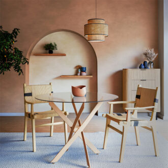 Alternative view of Πολυθρόνα Olivier pakoworld ξύλο οξιάς φυσικό μαύρο-έδρα φυσικό σχοινί 62x60x85εκ