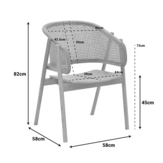 Alternative view of Πολυθρόνα Wenzy pakoworld φυσικό Rattan - μασίφ ξύλο toon 58x58x82εκ
