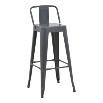 Σκαμπό μπαρ με πλάτη Utopia pakoworld μέταλλο σε ανθρακί απόχρωση 42x42x97εκ