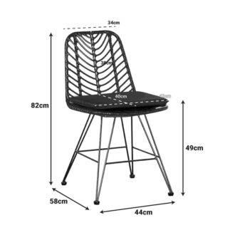 Alternative view of Καρέκλα κήπου Naoki pakoworld με μαξιλάρι pe μαύρο-μέταλλο μαύρο πόδι 44x58x82εκ