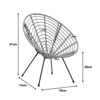 Alternative view of Πολυθρόνα Naoki pakoworld pe ratatn σε φυσική απόχρωση-μέταλλο μαύρο πόδι 78x74x87εκ