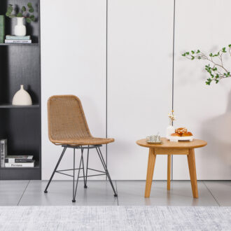 Alternative view of Καρέκλα Pamela pakoworld pe rattan σε φυσική απόχρωση και μαύρα μεταλλικά πόδια 44x58x82εκ