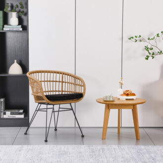 Alternative view of Πολυθρόνα Naoki pakoworld με μαξιλάρι pe rattan σε φυσική απόχρωση και μαύρα μεταλλικά πόδια 63x61x79εκ