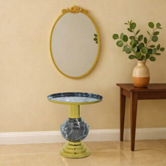 Alternative view of Βοηθητικό τραπέζι Cogent Inart pakoworld μαύρο-χρυσό μέταλλο Φ46x50εκ