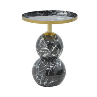 Alternative view of Βοηθητικό τραπέζι Dearest Inart μαυρο μαρμάρου-χρυσό μέταλλο Φ41x57εκ