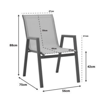 Alternative view of Πολυθρόνα Azelie pakoworld στοιβαζόμενη σαμπανιζέ αλουμίνιο και textilene σε ανοιχτή γκρι απόχρωση 56x75x88εκ