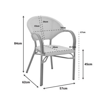 Alternative view of Πολυθρόνα Elyza pakoworld φυσικό αλουμίνιο-μπεζ textilene 57x62x84εκ