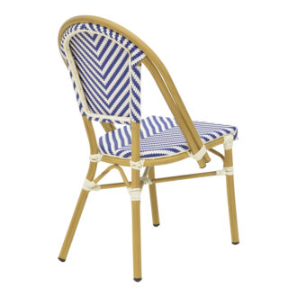 Alternative view of Καρέκλα Uamrin pakoworld στοιβαζόμενη φυσικό αλουμίνιο-λευκό και μπλε pe rattan 46x57x85εκ