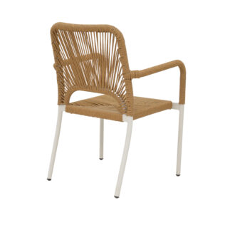 Alternative view of Πολυθρόνα αλουμινίου Norture pakoworld στοιβαζόμενη λευκός σκελετός-φυσικό rattan 57x61x85εκ