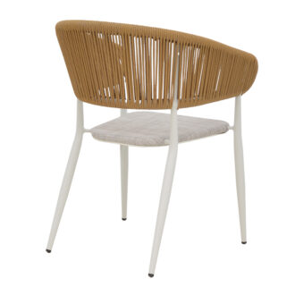 Alternative view of Πολυθρόνα αλουμινίου Raven pakoworld στοιβαζόμενη λευκός σκελετός-φυσικό textilene-rattan 57x62x78εκ