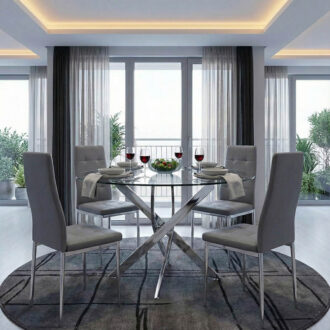 Alternative view of Τραπέζι Antoro pakoworld γυαλί και μεταλλικά πόδια σε απόχρωση χρωμίου Φ80x75εκ