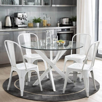 Alternative view of Τραπέζι Antoro pakoworld γυαλί και μεταλλικά πόδια σε λευκή απόχρωση Φ80x75εκ