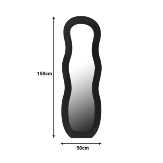 Alternative view of Καθρέπτης Glinde Inart βελούδο σε μαύρη απόχρωση 50x3.3x150εκ