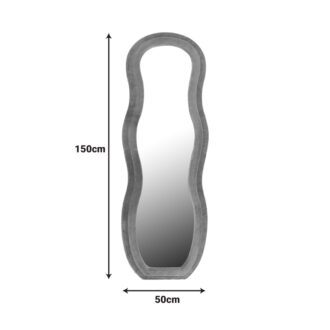 Alternative view of Καθρέπτης Glinde Inart βελούδο σε γκρι απόχρωση 50x3.3x150εκ