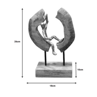 Alternative view of Επιτραπέζιο διακοσμητικό Vualo Inart φυσικό μάνγκο ξύλο-αλουμίνιο 18x10x26εκ