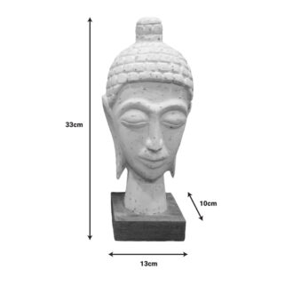 Alternative view of Προτομή κεφαλή βούδα Wevi Inart λευκό μάνγκο ξύλο 13x10x33εκ