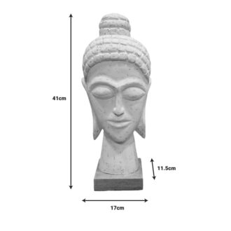 Alternative view of Προτομή κεφαλή βούδα Wevi Inart λευκό μάνγκο ξύλο 17x11.5x41εκ