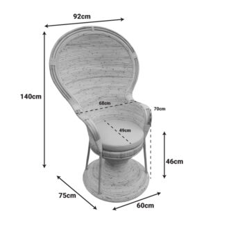 Alternative view of Πολυθρόνα Rea Inart με μπεζ μαξιλάρι-φυσικό rattan 92x75x140εκ