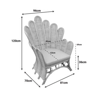 Alternative view of Πολυθρόνα Fragia Inart με μπεζ μαξιλάρι-φυσικό rattan 85x96x120εκ