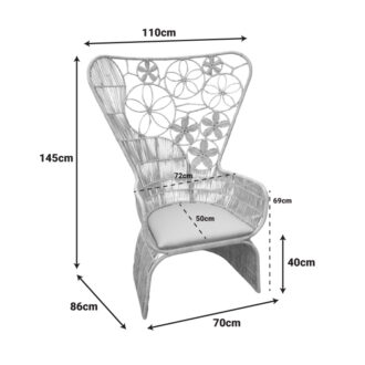 Alternative view of Πολυθρόνα Jake Inart με μπεζ μαξιλάρι-φυσικό rattan 110x86x145εκ