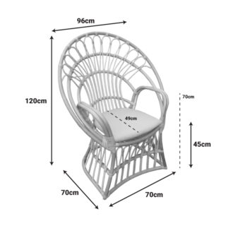 Alternative view of Πολυθρόνα Boloni Inart με μπεζ μαξιλάρι-φυσικό rattan 96x70x120εκ