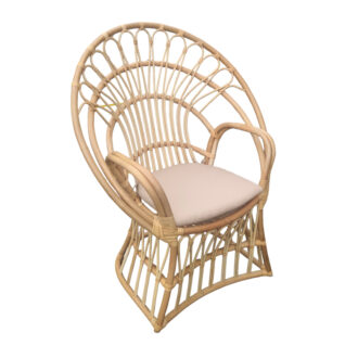 Πολυθρόνα Boloni Inart με μπεζ μαξιλάρι-φυσικό rattan 96x70x120εκ