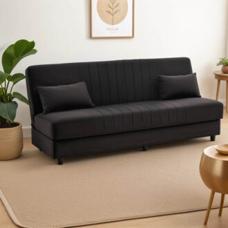Alternative view of Καναπές-κρεβάτι με αποθηκευτικό χώρο τριθέσιος Romina pakoworld μαύρο ύφασμα 190x85x90εκ