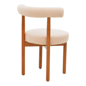 Alternative view of Καρέκλα Fenza pakoworld μπεζ μπουκλέ ύφασμα-πόδι ξύλο οξιάς σε καρυδί απόχρωση 60x54x75εκ