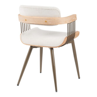 Alternative view of Πολυθρόνα Cameo pakoworld μέταλλο μπρονζέ-white-wash ξύλο-μπέζ ύφασμα 53x49.5x75.5εκ