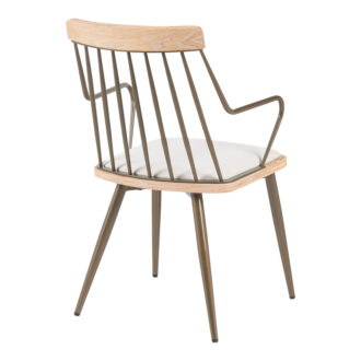 Alternative view of Πολυθρόνα Posse pakoworld μέταλλο μπρονζέ-white wash ξύλο-μπεζ ύφασμα 52x59x83εκ