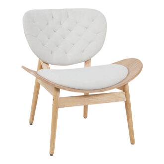 Πολυθρόνα Udalle pakoworld ξύλο σε φυσική απόχρωση με μπεζ ύφασμα 77x70x81εκ