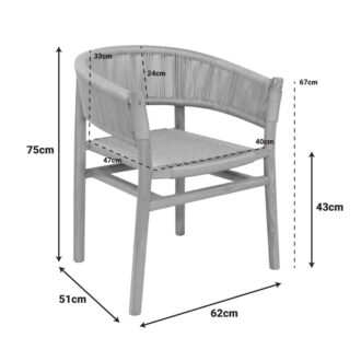 Alternative view of Πολυθρόνα Kajone pakoworld σκελετός teak ξύλο σε φυσική απόχρωση και κρεμ pe σχοινί 62x51x75εκ