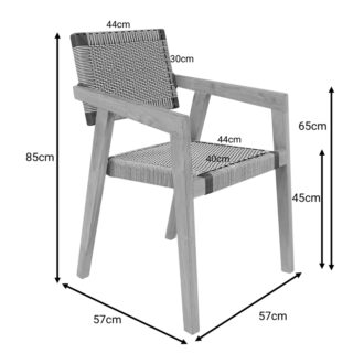 Alternative view of Πολυθρόνα Salama pakoworld σκελετός teak ξύλο σε φυσική απόχρωση και κρεμ-μαύρο pe σχοινί 57x60x85εκ