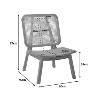 Alternative view of Πολυθρόνα Viborg pakoworld φυσικό teak ξύλο-φυσικό rattan 60x75x87εκ