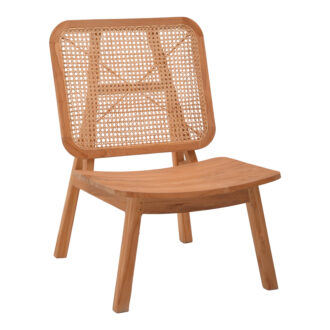 Πολυθρόνα Viborg pakoworld φυσικό teak ξύλο-φυσικό rattan 60x75x87εκ