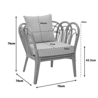 Alternative view of Πολυθρόνα Tania pakoworld φυσικό rattan-λευκό μαξιλάρι 76x76x76εκ