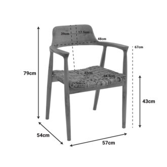 Alternative view of Πολυθρόνα Denverone pakoworld φυσικό teak ξύλο και ψάθα 57x54x79εκ