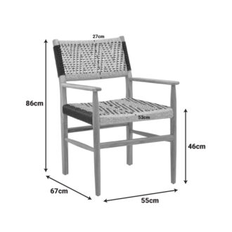 Alternative view of Πολυθρόνα Fermilo pakoworld σκελετός teak ξύλο με pe σχοινί σε φυσική-μαύρη απόχρωση 55x67x86εκ