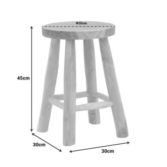 Alternative view of Σκαμπό Sega pakoworld teak ξύλο σε φυσική απόχρωση Φ30x45εκ