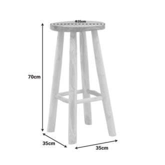 Alternative view of Σκαμπό μπαρ Nusiwo pakoworld teak ξύλο σε φυσική απόχρωση Φ35x70εκ