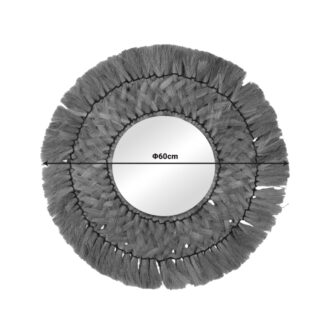 Alternative view of Καθρέπτης Ailan Inart ψάθα σε φυσική απόχρωση Φ60x8εκ