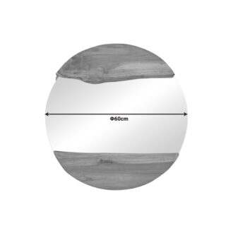 Alternative view of Καθρέπτης Alkmen pakoworld teak ξύλο σε φυσική απόχρωση Φ60x4εκ