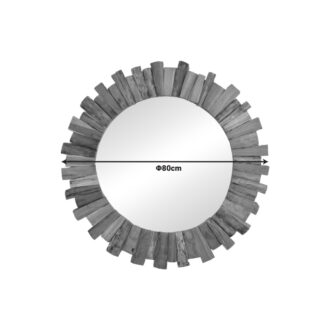 Alternative view of Καθρέπτης Rounder pakoworld teak ξύλο σε φυσική απόχρωση Φ80x4εκ