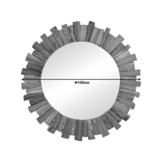 Alternative view of Καθρέπτης Rounder pakoworld teak ξύλο σε φυσική απόχρωση Φ100x5εκ