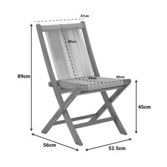 Alternative view of Καρέκλα Banou pakoworld πτυσσόμενη teak ξύλο και pe σχοινί σε φυσική απόχρωση 52.5x56x89εκ